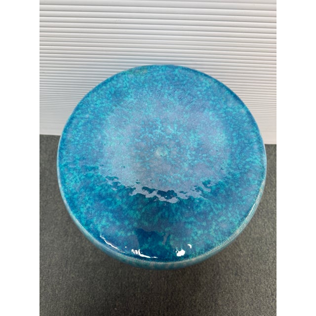 Coastal Ombre Ceramic Garden Stool For Sale - Image 3 of 12