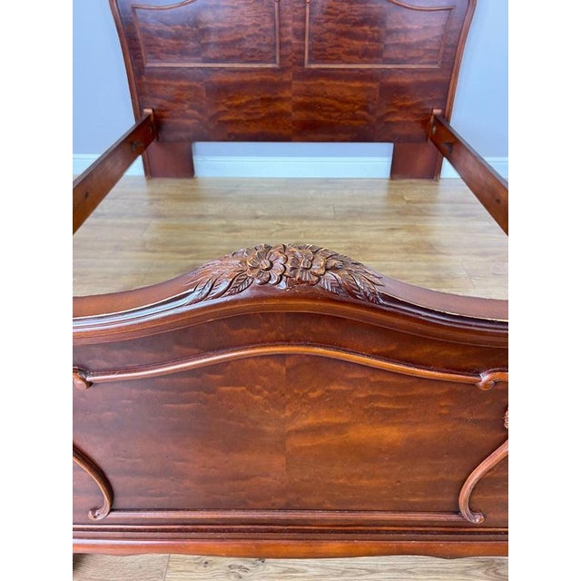 Wood Vintage French Louis XVI King Size Bed Frame with Carved Headboard For Sale - Image 7 of 18