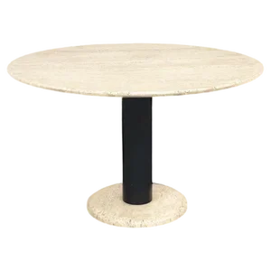 Mid-Century Italian Travertine and Metal Coffee Table, 1970s