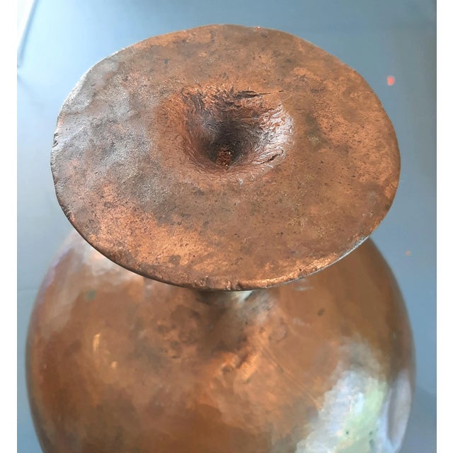 Huge Vintage Copper Pedestal Bowl For Sale - Image 12 of 13