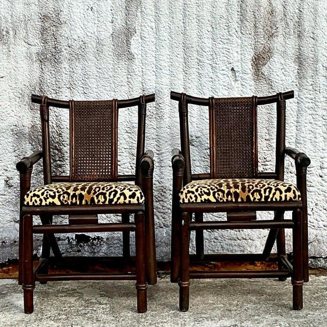 Ficks Reed Vintage Boho Rattan and Cane Chairs After Ficks Reed - A Pair For Sale - Image 4 of 11
