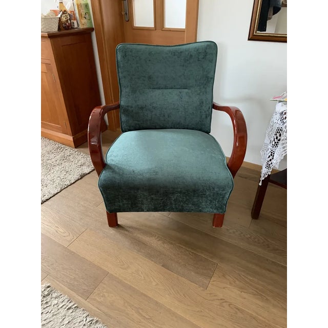 Art Deco Green Armchair, 1920s For Sale - Image 3 of 7