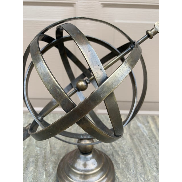 French Country Vintage French Country Brass Garden Armillary Sundial For Sale - Image 3 of 10