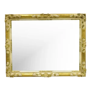 Vintage Fj Newcomb Italian Regency Style Gold Cream Gilt Rectangular Wall Mirror