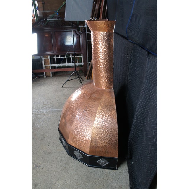 Copper Rustic Farmhouse Hammered Copper Kitchen Stove Range Hood 58" For Sale - Image 8 of 12