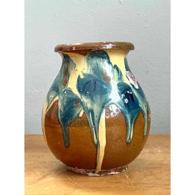Ceramic Vintage Drip Glaze Ceramic Vase For Sale - Image 7 of 12