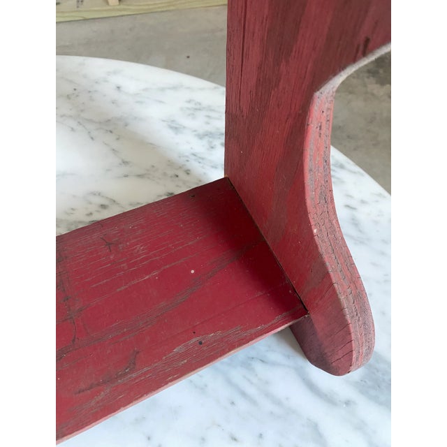 Primitive Folk Art Sculptural Wall Shelf in Red Paint For Sale - Image 9 of 18