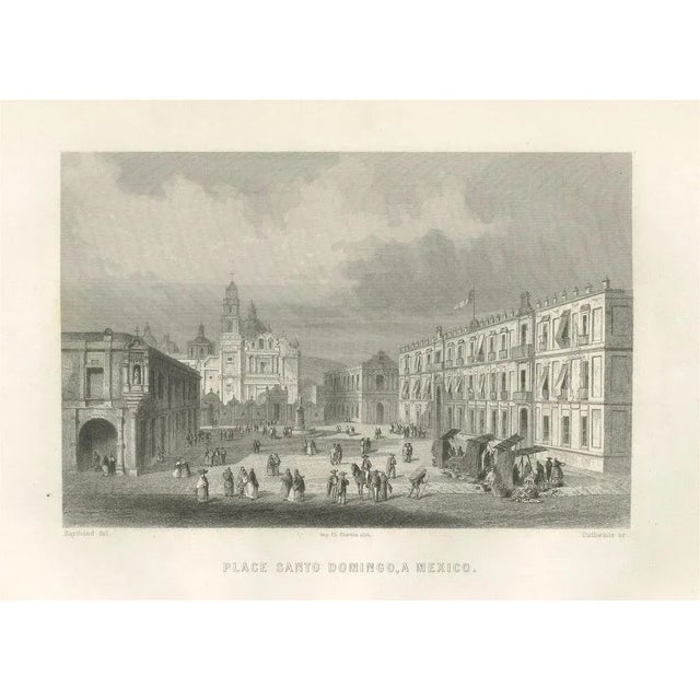 After Raynond, Plaza Santo Domingo, Mexico City, Architectural Illustration, 1867, Engraving For Sale - Image 10 of 10