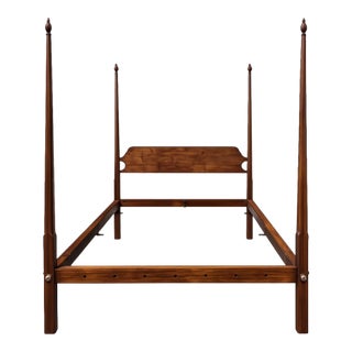 Late 20th Century Custom-Made Solid Mahogany Queen Size Four Post Bed Frame For Sale