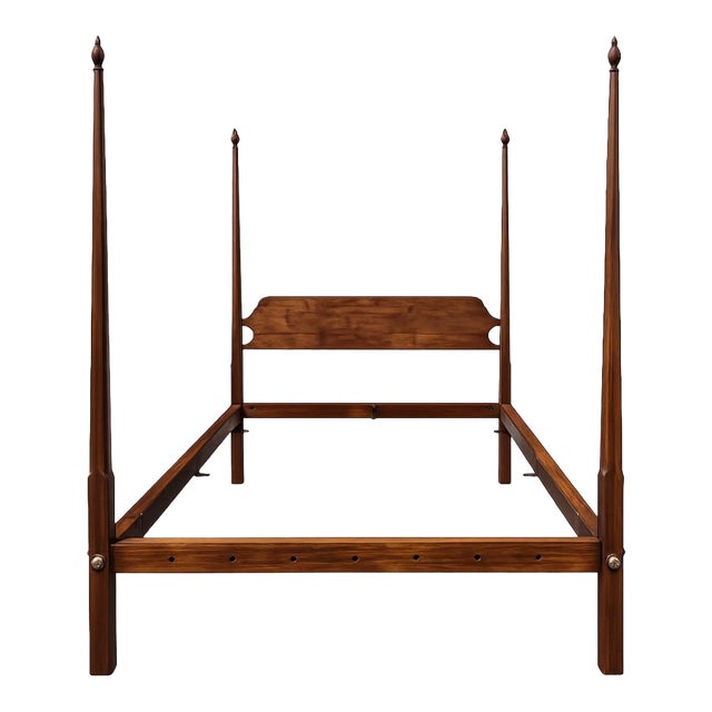 Late 20th Century Custom-Made Solid Mahogany Queen Size Four Post Bed Frame For Sale