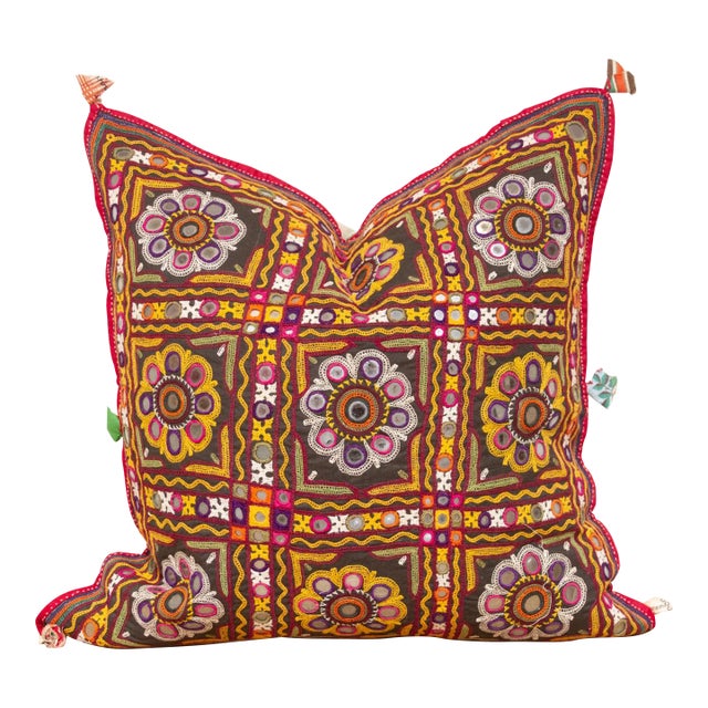 Cheaya Rajasthani Embroidered Decorative Pillow For Sale