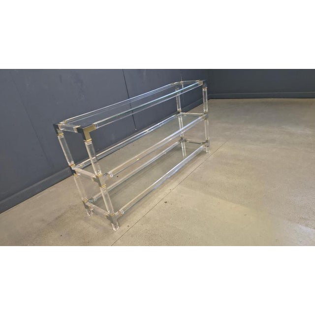 Chrome and Acrylc Glass Console Table, 1970s For Sale - Image 8 of 14