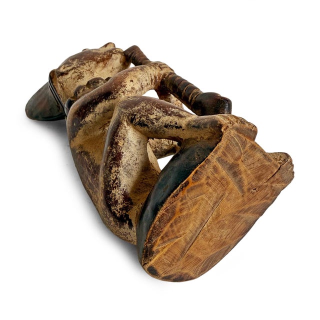 Early 20th Century Antique African Akan Ghana Wood Figure With Staff For Sale - Image 5 of 5