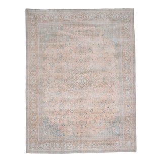 1970s Vintage Persian Handmade Wool Cotton Light Brown Area Rug For Sale