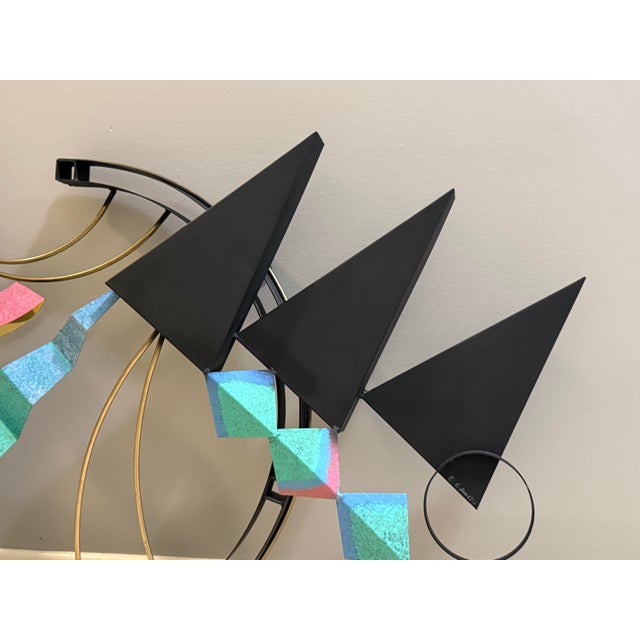 Vintage 1996 Large Curtis Jeré Signed and Dated Postmodern Memphis Style Mixed Media Wall Sculpture - 45" For Sale In Baltimore - Image 6 of 14