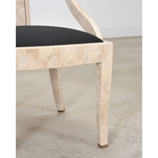Beige Pair of Maitland Smith Attributed Tessellated Stone Gondola Chairs For Sale - Image 8 of 18