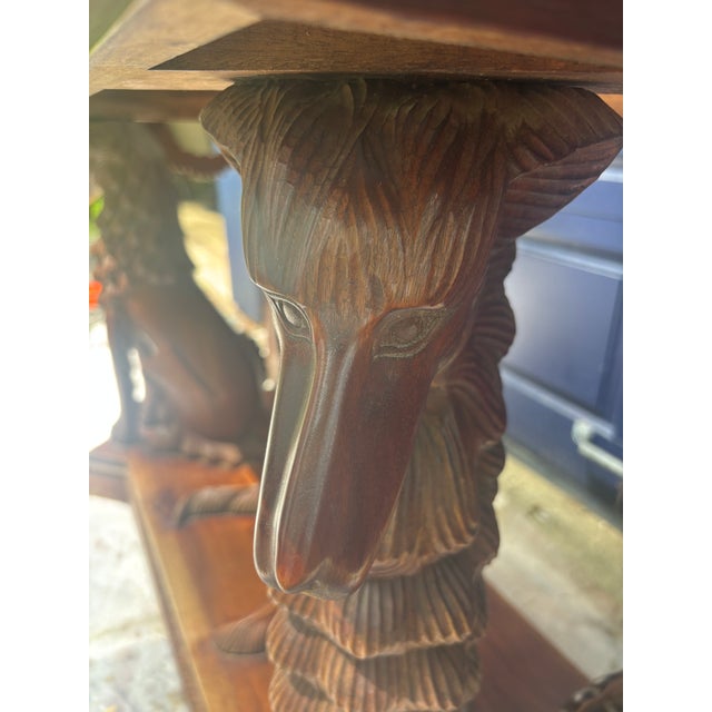 Mahogany Marble Top Console With Carved Dog Supports For Sale - Image 9 of 12