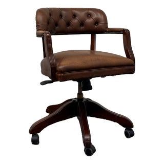 English Brown Chesterfield Wade Office Chair For Sale