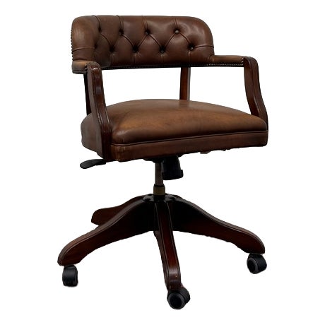 English Brown Chesterfield Wade Office Chair For Sale