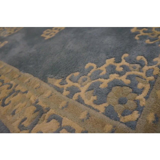 Textile Excellent Blue Cornflower and Ivory Color With Florid Design Vintage Chinese Rug For Sale - Image 7 of 8