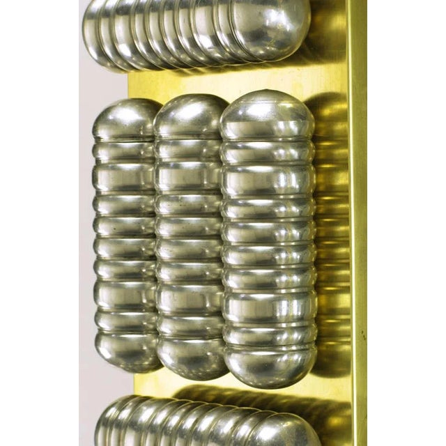 Circa 1970s Brass & Spun Aluminum Custom Wall Mirror in the Manner of C.Jere For Sale In Chicago - Image 6 of 7