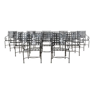 Set of Fourteen Brown Jordan Florentine Aluminum Dining Chairs For Sale