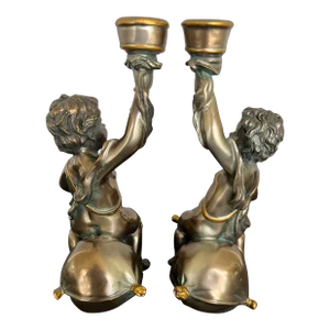 Vintage Pair Bacchus Candlesticks