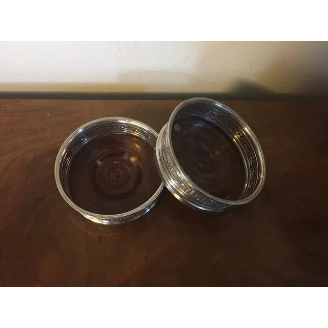 Antique Early 19th Century English Old Sheffield Silver Wine Bottle Coasters with Greek Border by Matthew Boulton - A Pair For Sale - Image 12 of 13