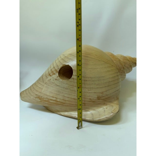 Late 20th Century Sarreid Ltd. Style Large Carved Wood Conch Shell Sculpture on Acrylic Base For Sale - Image 18 of 18