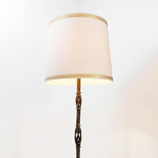 Mid 20th Century Vintage Brutalist Twisted Wrought Iron Floor Lamp, 1950s For Sale - Image 5 of 15