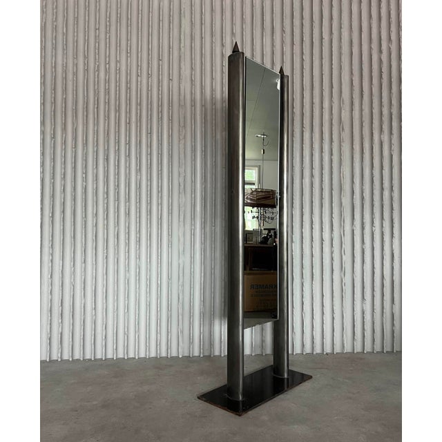 Full-Length Steel Mirror, Italy, 1980s For Sale - Image 9 of 12