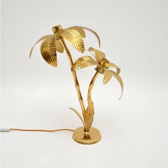 Vintage Italian Brass Palm Tree Table Lamp, 1970 For Sale - Image 4 of 11