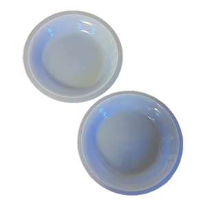 Antique 19th Century French Opaline Glass Small Dishes in Light Blue - A Pair