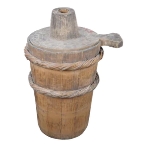 Primitive Late 19th Century Antique Farmhouse Pine Butter Churn Milk Bucket Wood Barrel Cannister