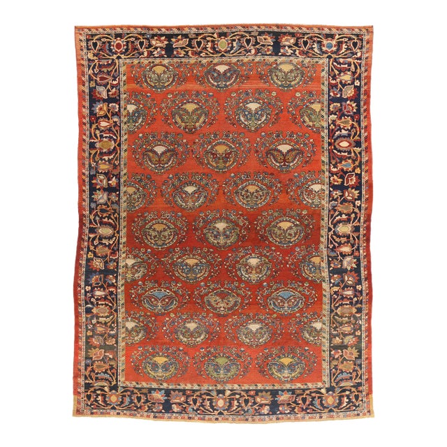 Antique Persian Lilihan Rug, 10'02 X 13'07 For Sale