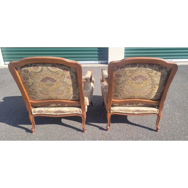 A Pair of Late 20th century Luis XV Bergere Arm Chairs For Sale In Philadelphia - Image 6 of 13