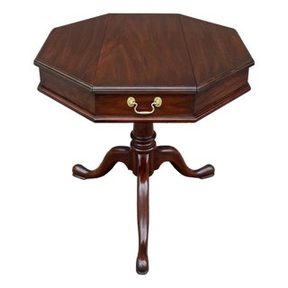 1990s Henkel Harris Queen Anne Solid Mahogany Octagonal Jefferson Table #5400 For Sale