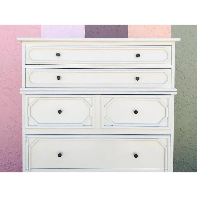 Mid 20th Century Palm Beach Regency Ficks Reed Faux Bamboo Tall Chest For Sale In West Palm - Image 6 of 12