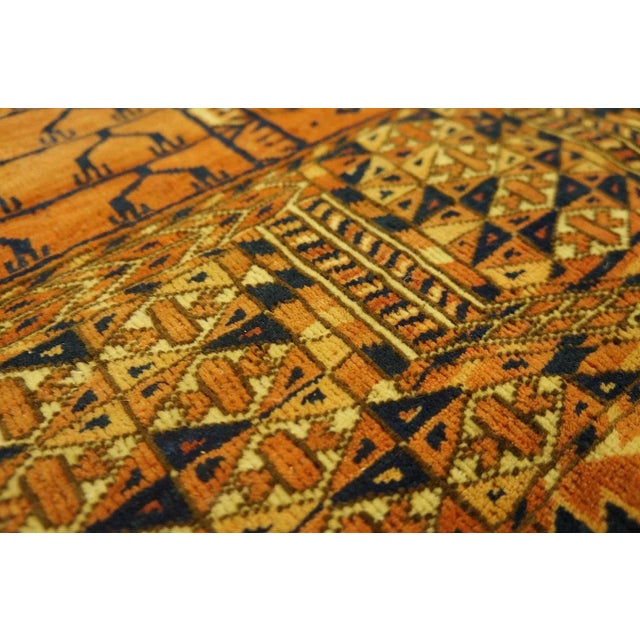 Ruby Red 1890s Red Geometric Tribal Antique Central Asian Turkmen Tekke Engsi Rug 3' 9" X 5' 5" Knotted Wool Carpet For Sale - Image 8 of 12