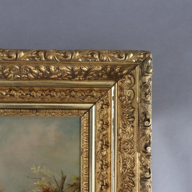 Antique Hudson River School Oil on Canvas Painting of a River Scene C1900 For Sale - Image 6 of 12