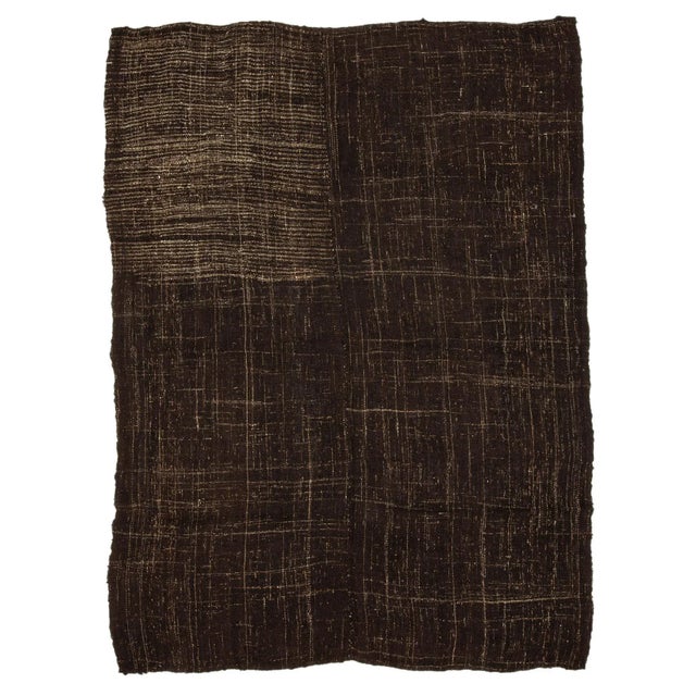 Textile 1960s Vintage Dark Brown Kilim Rug- 7′2″ × 9′4″ For Sale - Image 7 of 7