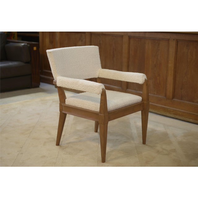 Vintage Art Deco Lounge Chair in Ash and Ecru Boucle Fabric by Pierre Gouffé, 1940s For Sale - Image 11 of 14