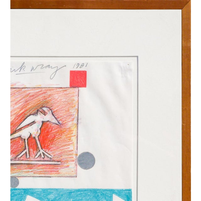 Sculpture Materials Dick Wray Blue, Orange, and Green Abstract Geometric Figurative Collage, 1981 For Sale - Image 7 of 12