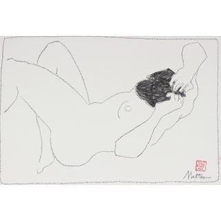 Reclining Nude Line Drawing by R. Matteson For Sale