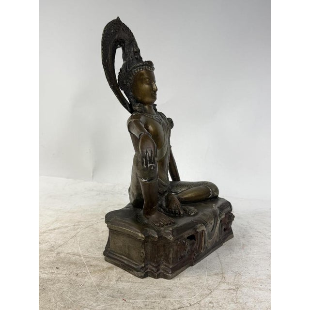 Nepalese Artist, Buddhist Deity Statue of Indra, 1890s-1910s, Bronze For Sale - Image 5 of 11