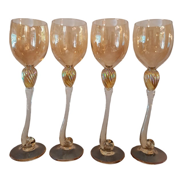 Brionis Dolphin Stem Vintage Goblets- Set of 4 For Sale