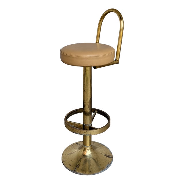 Mid-Century Modern Italian Brass Bar Stool, 1960s For Sale