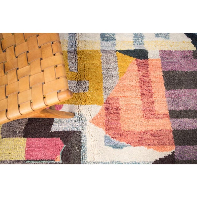 Peach Multi-Color Hand-Knotted Moroccan Wool Rug - 9 X 12 Ft For Sale - Image 8 of 11