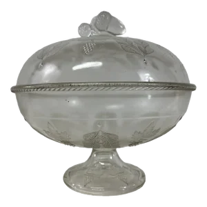 Woodland Footed Glass Compote With Lid