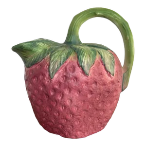 1970s Italian Majolica Ancora Pottery Pitcher